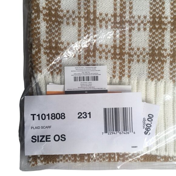 Timberland Scarf Buffalo Plaid Beige Fall Cozy Soft - Picture 6 of 6